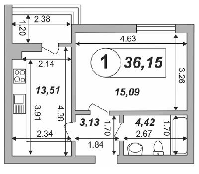 1-комнатная 36.15 м² в ЖК Skyland 2 от застройщика, Киев