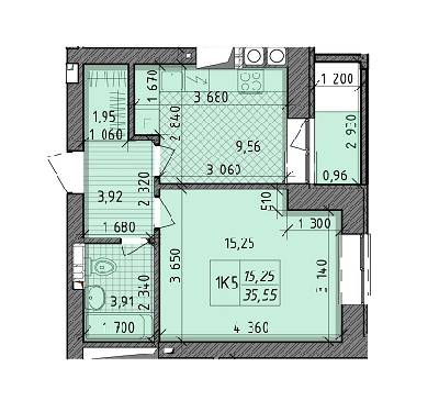 1-комнатная 35.55 м² в ЖК Французский бульвар от застройщика, г. Вышгород