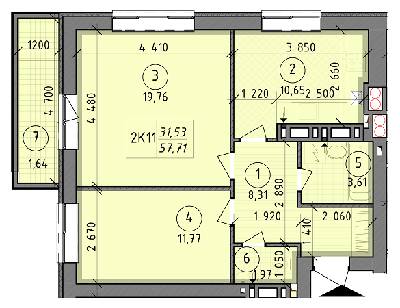2-кімнатна 57.71 м² в ЖК Французький бульвар від забудовника, м. Вишгород