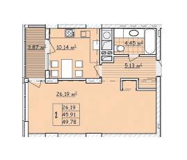 1-комнатная 49.78 м² в ЖК Strim Towers от застройщика, Львов
