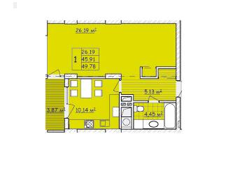 1-комнатная 49.78 м² в ЖК Strim Towers от застройщика, Львов