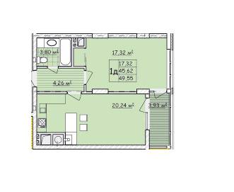 1-комнатная 49.55 м² в ЖК Strim Towers от застройщика, Львов