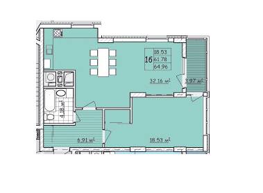 1-комнатная 64.96 м² в ЖК Strim Towers от застройщика, Львов