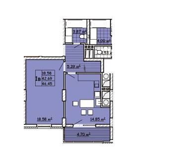 1-комнатная 46.45 м² в ЖК Strim Towers от застройщика, Львов