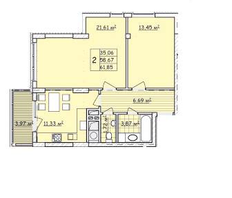2-комнатная 61.85 м² в ЖК Strim Towers от 15 500 грн/м², Львов