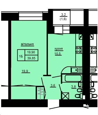 1-кімнатна 39.85 м² в ЖМ Beverly Hills від 12 000 грн/м², Тернопіль
