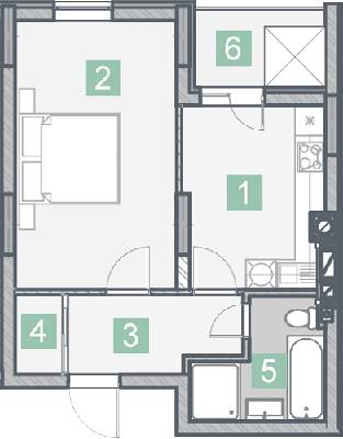 1-комнатная 41.18 м² в КД На Радистов от 27 000 грн/м², Киев