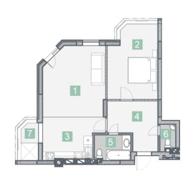 2-комнатная 65.7 м² в КД На Радистов от 30 000 грн/м², Киев