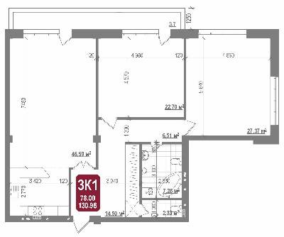 3-кімнатна 130.98 м² в КБ Татарський від забудовника, Київ