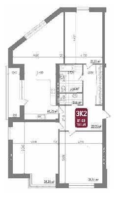 3-кімнатна 157.56 м² в КБ Татарський від забудовника, Київ