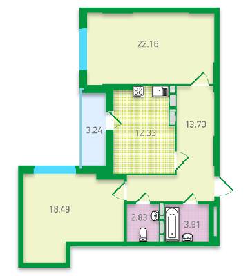 2-кімнатна 76.66 м² в ЖК FREEDOM від 22 950 грн/м², Київ