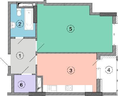1-кімнатна 55.4 м² в ЖК Geneva від 24 700 грн/м², Київ