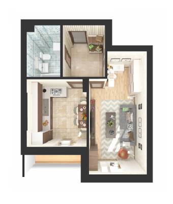 1-кімнатна 38.87 м² в ЖК Green Side від 13 000 грн/м², м. Ірпінь