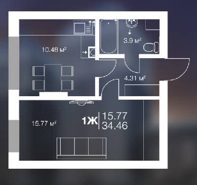 1-кімнатна 34.46 м² в ЖК Irpin City від 13 800 грн/м², м. Ірпінь