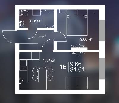 1-кімнатна 34.64 м² в ЖК Irpin City від 11 000 грн/м², м. Ірпінь