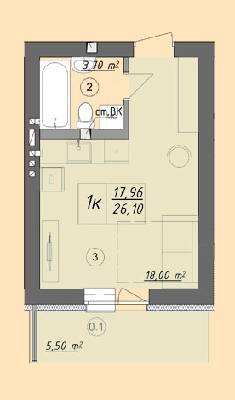 1-кімнатна 26.1 м² в ЖК Власна квартира від 32 500 грн/м², Київ