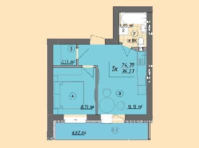 1-кімнатна 36.27 м² в ЖК Власна квартира від 32 500 грн/м², Київ