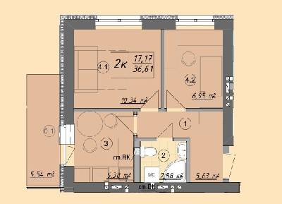 2-кімнатна 36.61 м² в ЖК Власна квартира від 32 500 грн/м², Київ