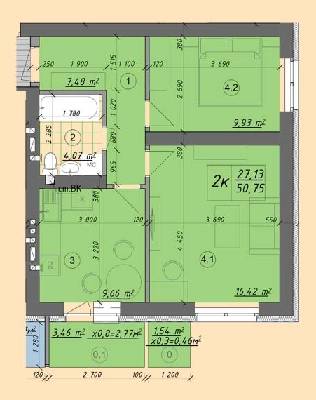 2-кімнатна 50.78 м² в ЖК Власна квартира від 32 000 грн/м², Київ