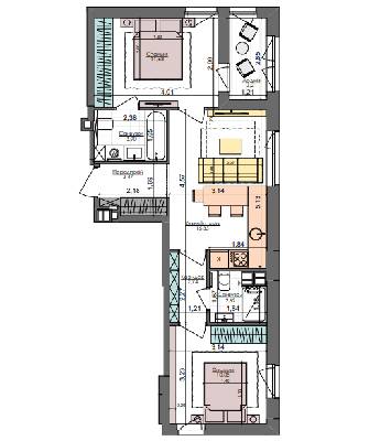 2-кімнатна 52.95 м² в ЖК Файна Таун від 40 300 грн/м², Київ