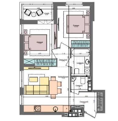 2-кімнатна 50.3 м² в ЖК Файна Таун від 34 500 грн/м², Київ