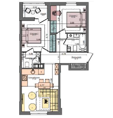 2-кімнатна 53.82 м² в ЖК Файна Таун від забудовника, Київ