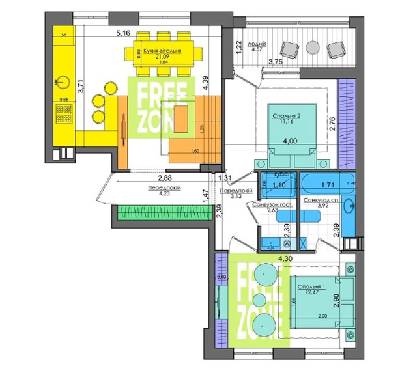 2-кімнатна 63.13 м² в ЖК Файна Таун від 37 400 грн/м², Київ