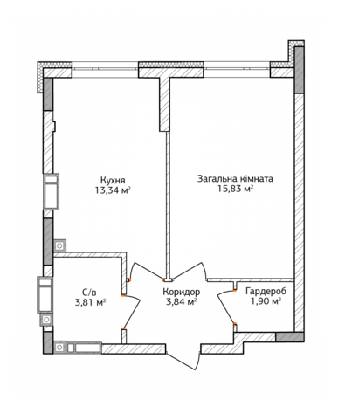 1-кімнатна 38.72 м² в ЖК City Park від 17 700 грн/м², м. Ірпінь