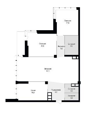 3-кімнатна 130.3 м² в ЖК Skyline від 60 625 грн/м², Київ