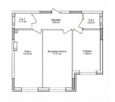 2-кімнатна 58.88 м² в ЖК City Park від 12 500 грн/м², м. Ірпінь