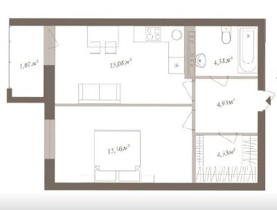 1-комнатная 45.35 м² в ЖК SloveSky от застройщика, Киев
