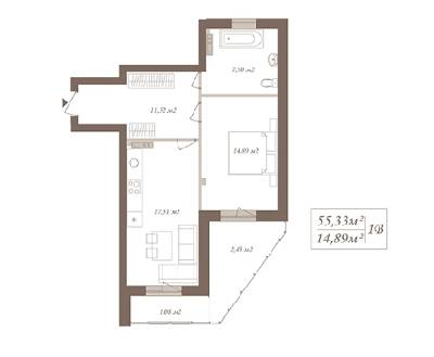 1-комнатная 55.33 м² в ЖК SloveSky от 20 500 грн/м², Киев