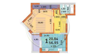 1-комнатная 56.95 м² в ЖК Лейпцигская от 53 672 грн/м², Киев
