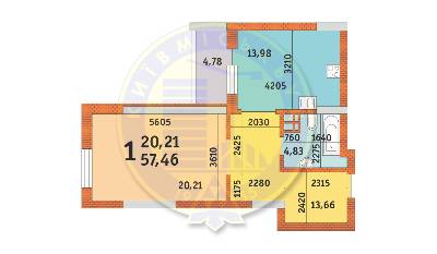 1-комнатная 57.46 м² в ЖК Лейпцигская от 53 671 грн/м², Киев