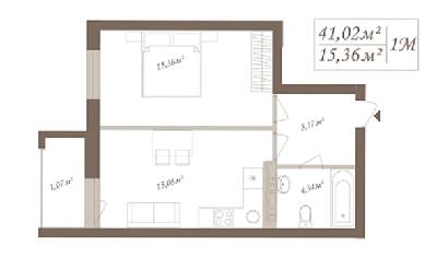 1-комнатная 41.02 м² в ЖК SloveSky от 20 500 грн/м², Киев