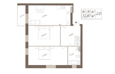 2-комнатная 67.45 м² в ЖК SloveSky от 19 500 грн/м², Киев