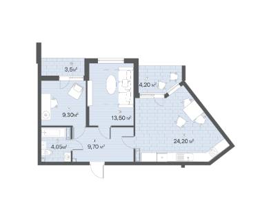 2-комнатная 68.45 м² в ЖК Лебединый от 33 653 грн/м², Киев