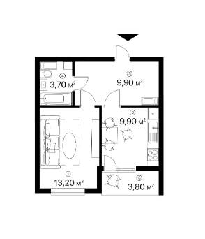 1-кімнатна 40.5 м² в ЖК Лебединий від 23 081 грн/м², Київ