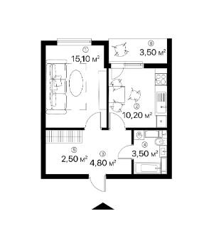 1-кімнатна 39.55 м² в ЖК Лебединий від 22 037 грн/м², Київ