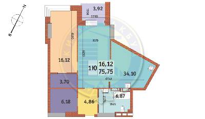 1-кімнатна 75.75 м² в ЖК Mirax від 35 437 грн/м², Київ