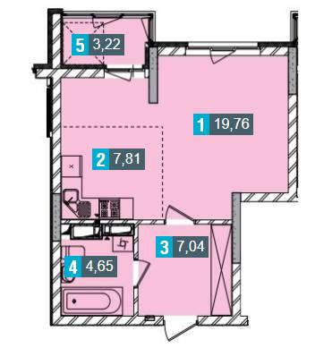 1-кімнатна 42.48 м² в ЖК Деміївка від 32 600 грн/м², Київ