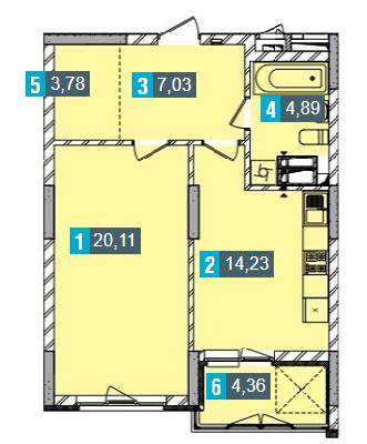 1-кімнатна 54.4 м² в ЖК Деміївка від 32 600 грн/м², Київ