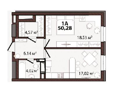 1-кімнатна 50.28 м² в ЖК EDELDORF HILLS від 71 685 грн/м², Київ
