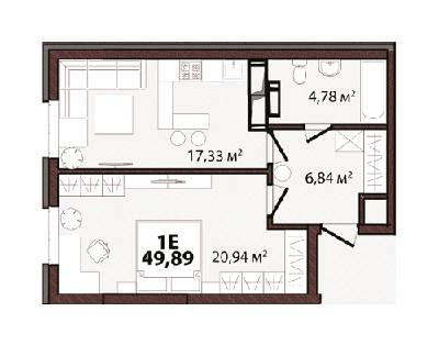 1-кімнатна 49.89 м² в ЖК EDELDORF HILLS від 71 685 грн/м², Київ