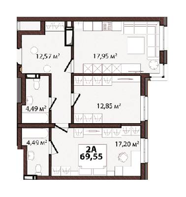 2-кімнатна 69.55 м² в ЖК EDELDORF HILLS від 75 465 грн/м², Київ