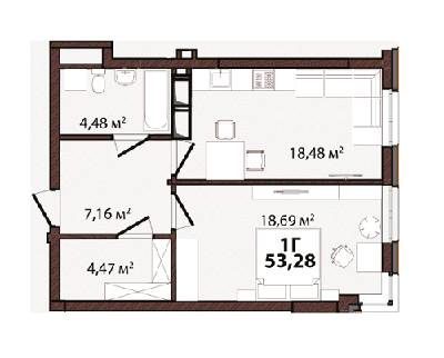 1-кімнатна 53.28 м² в ЖК EDELDORF HILLS від 71 685 грн/м², Київ