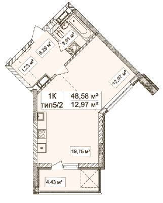 1-кімнатна 48.63 м² в ЖК Лук'янівський каскад від 41 213 грн/м², Київ