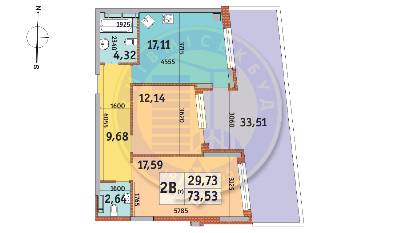2-кімнатна 73.53 м² в ЖК Італійський квартал від 31 680 грн/м², Київ