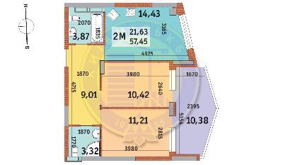 2-кімнатна 57.45 м² в ЖК Італійський квартал від 20 400 грн/м², Київ