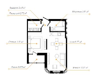1-кімнатна 40.17 м² в ЖК 044 від 37 500 грн/м², Київ